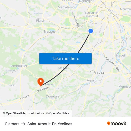 Clamart to Saint-Arnoult-En-Yvelines map