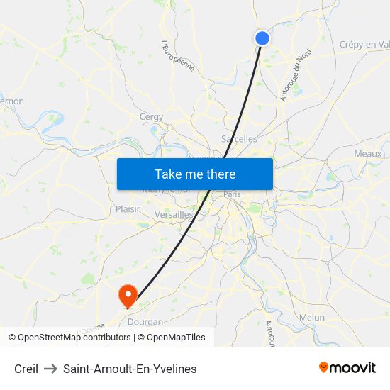 Creil to Saint-Arnoult-En-Yvelines map