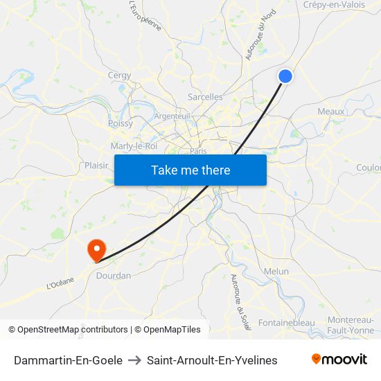 Dammartin-En-Goele to Saint-Arnoult-En-Yvelines map