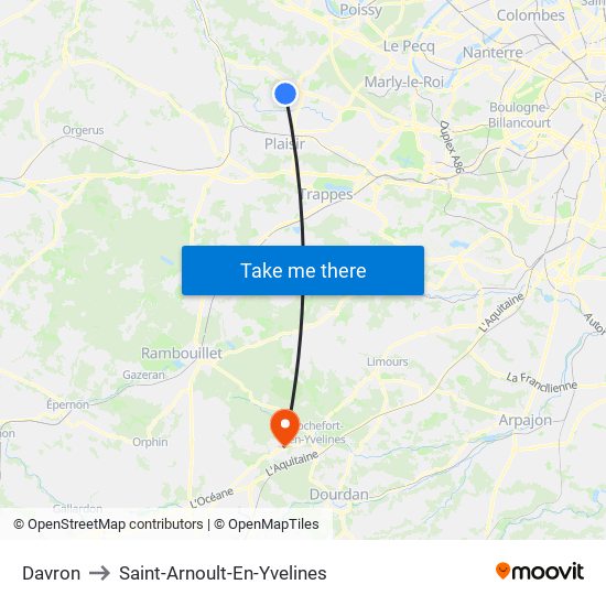 Davron to Saint-Arnoult-En-Yvelines map