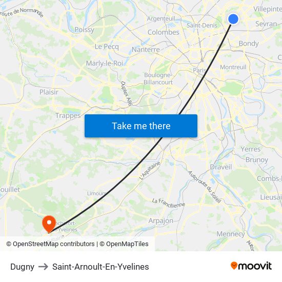 Dugny to Saint-Arnoult-En-Yvelines map