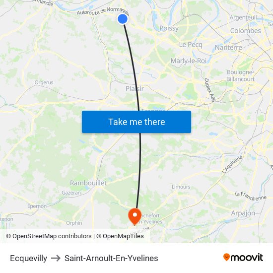 Ecquevilly to Saint-Arnoult-En-Yvelines map