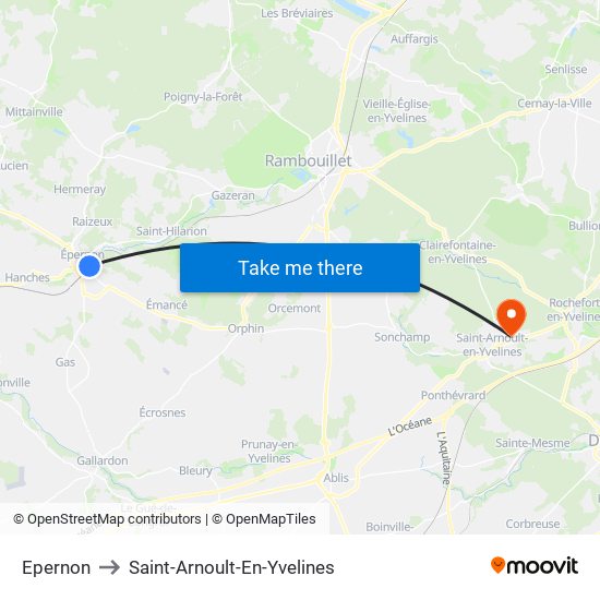 Epernon to Saint-Arnoult-En-Yvelines map