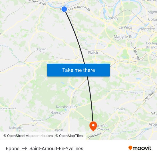 Epone to Saint-Arnoult-En-Yvelines map