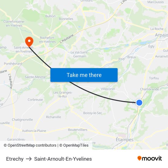 Etrechy to Saint-Arnoult-En-Yvelines map