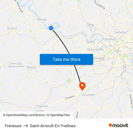 Freneuse to Saint-Arnoult-En-Yvelines map
