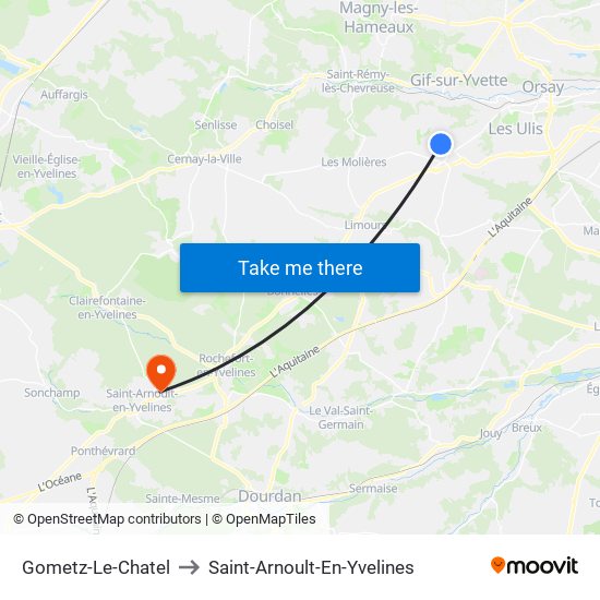 Gometz-Le-Chatel to Saint-Arnoult-En-Yvelines map