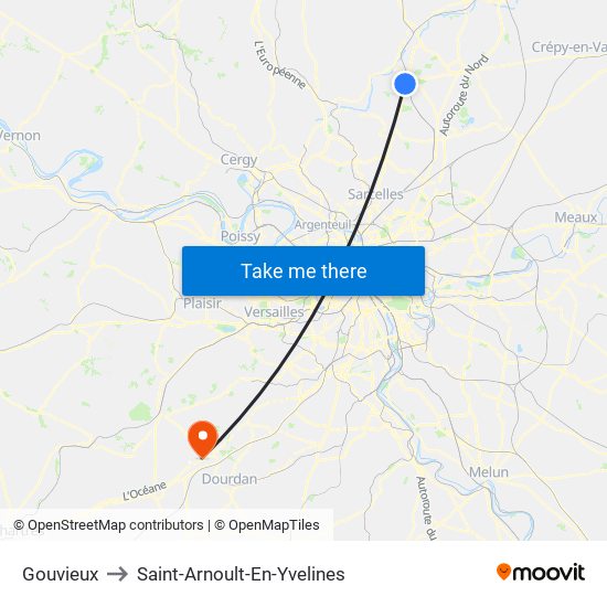 Gouvieux to Saint-Arnoult-En-Yvelines map