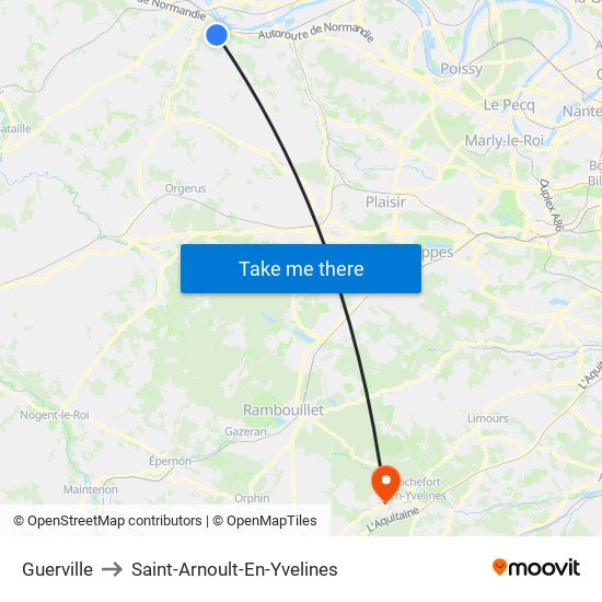 Guerville to Saint-Arnoult-En-Yvelines map