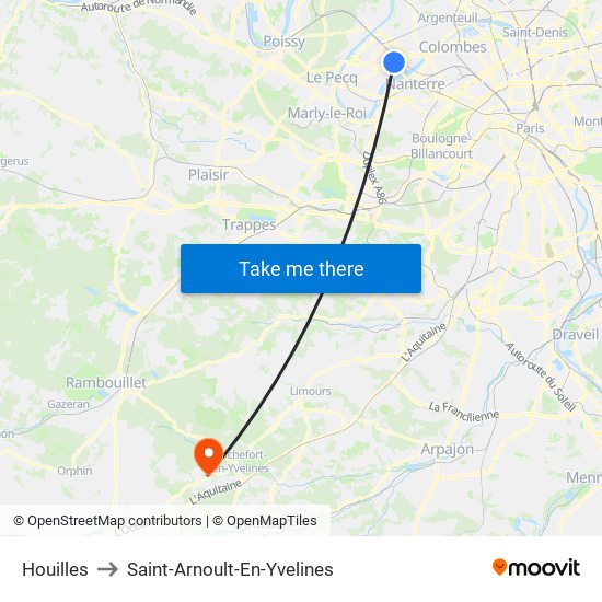 Houilles to Saint-Arnoult-En-Yvelines map