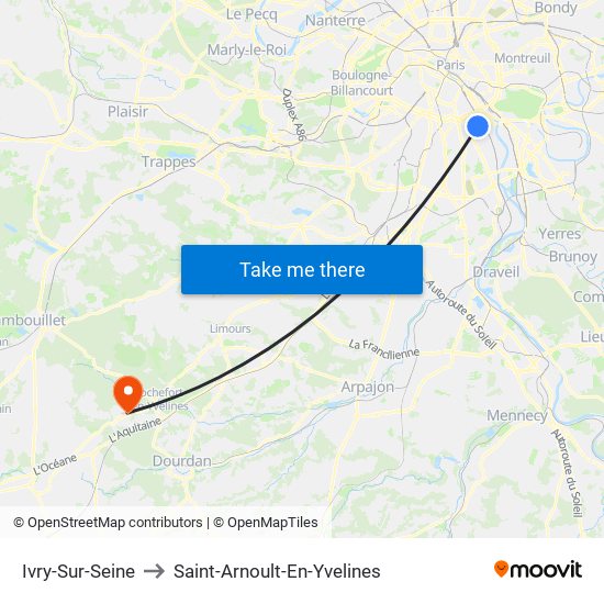 Ivry-Sur-Seine to Saint-Arnoult-En-Yvelines map