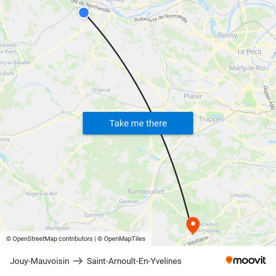 Jouy-Mauvoisin to Saint-Arnoult-En-Yvelines map