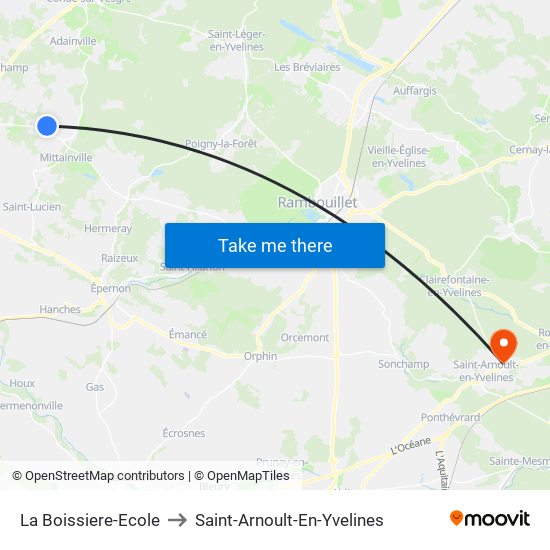 La Boissiere-Ecole to Saint-Arnoult-En-Yvelines map
