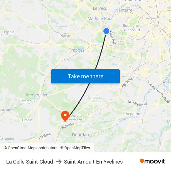 La Celle-Saint-Cloud to Saint-Arnoult-En-Yvelines map