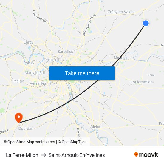 La Ferte-Milon to Saint-Arnoult-En-Yvelines map