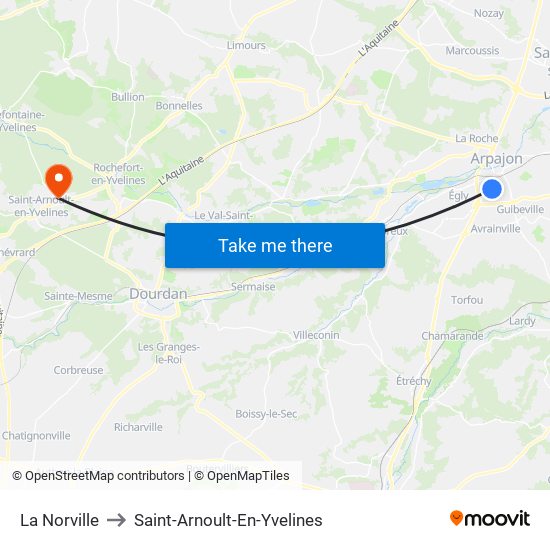 La Norville to Saint-Arnoult-En-Yvelines map