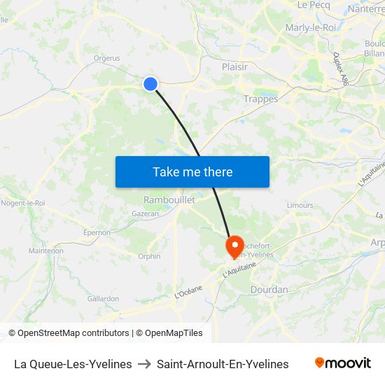La Queue-Les-Yvelines to Saint-Arnoult-En-Yvelines map