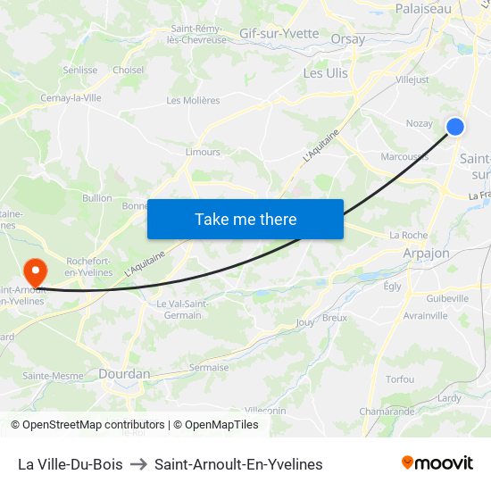 La Ville-Du-Bois to Saint-Arnoult-En-Yvelines map