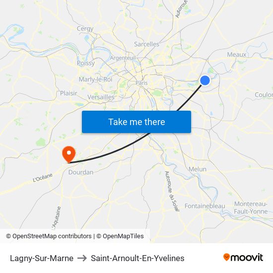 Lagny-Sur-Marne to Saint-Arnoult-En-Yvelines map