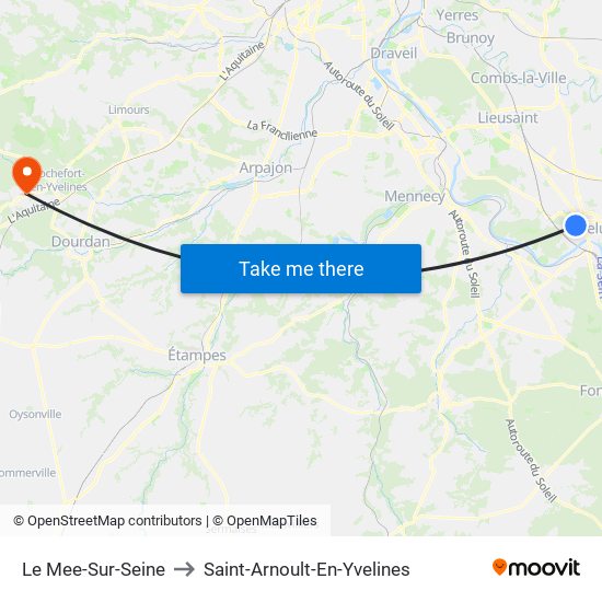 Le Mee-Sur-Seine to Saint-Arnoult-En-Yvelines map