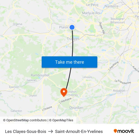 Les Clayes-Sous-Bois to Saint-Arnoult-En-Yvelines map
