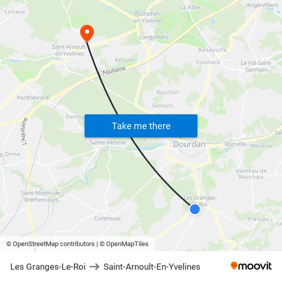Les Granges-Le-Roi to Saint-Arnoult-En-Yvelines map