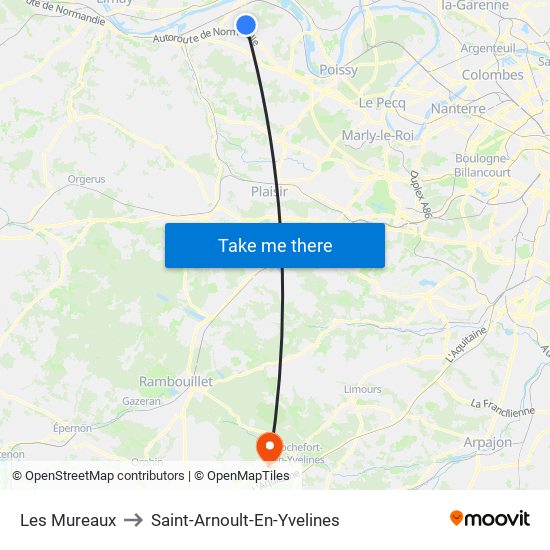 Les Mureaux to Saint-Arnoult-En-Yvelines map