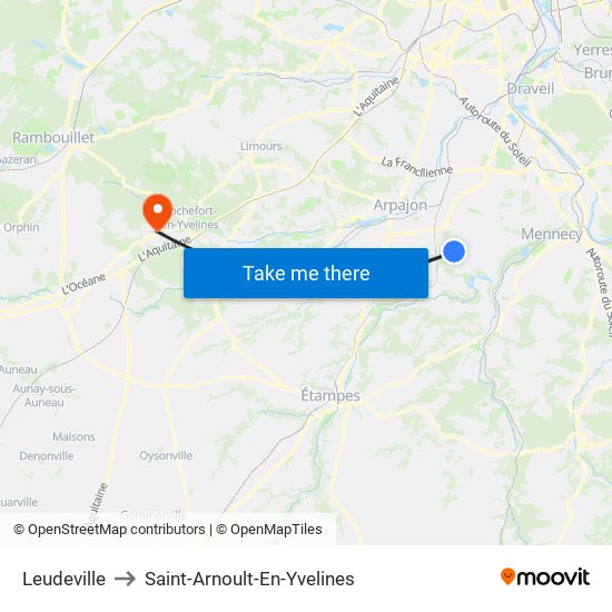 Leudeville to Saint-Arnoult-En-Yvelines map