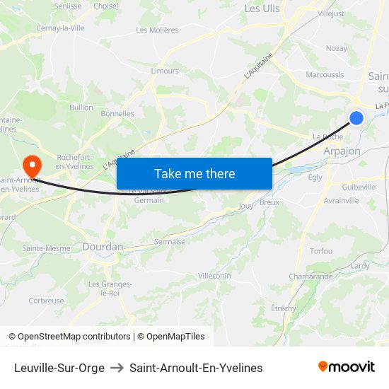 Leuville-Sur-Orge to Saint-Arnoult-En-Yvelines map