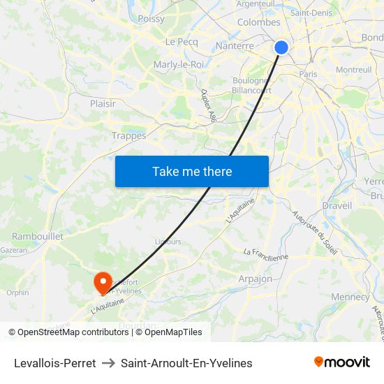 Levallois-Perret to Saint-Arnoult-En-Yvelines map