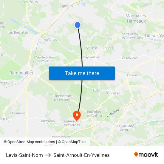 Levis-Saint-Nom to Saint-Arnoult-En-Yvelines map