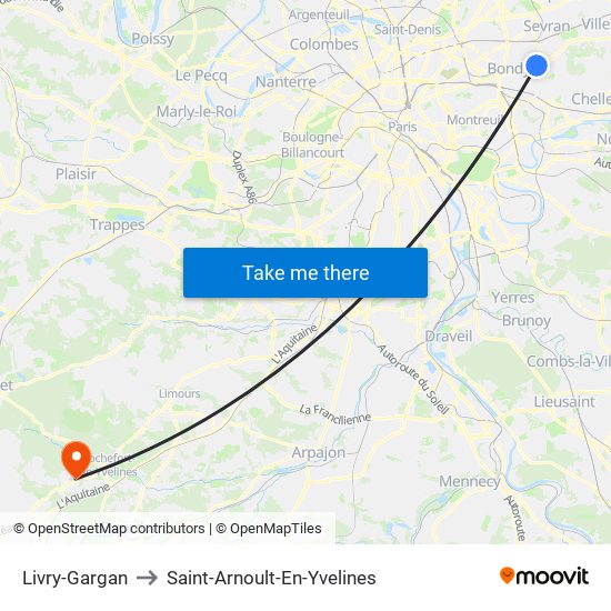 Livry-Gargan to Saint-Arnoult-En-Yvelines map