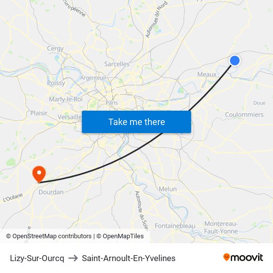 Lizy-Sur-Ourcq to Saint-Arnoult-En-Yvelines map