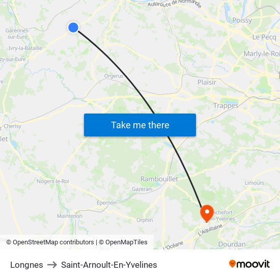 Longnes to Saint-Arnoult-En-Yvelines map
