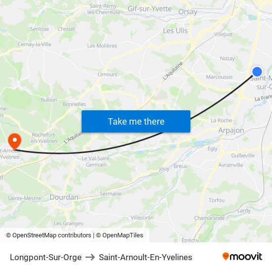 Longpont-Sur-Orge to Saint-Arnoult-En-Yvelines map