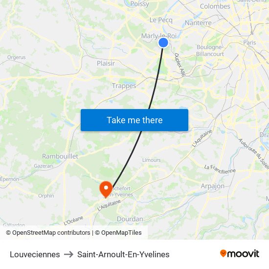 Louveciennes to Saint-Arnoult-En-Yvelines map