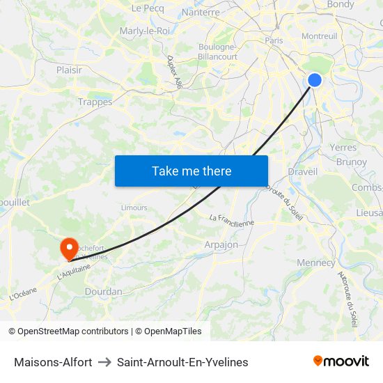 Maisons-Alfort to Saint-Arnoult-En-Yvelines map