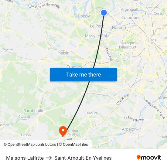 Maisons-Laffitte to Saint-Arnoult-En-Yvelines map
