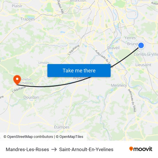 Mandres-Les-Roses to Saint-Arnoult-En-Yvelines map