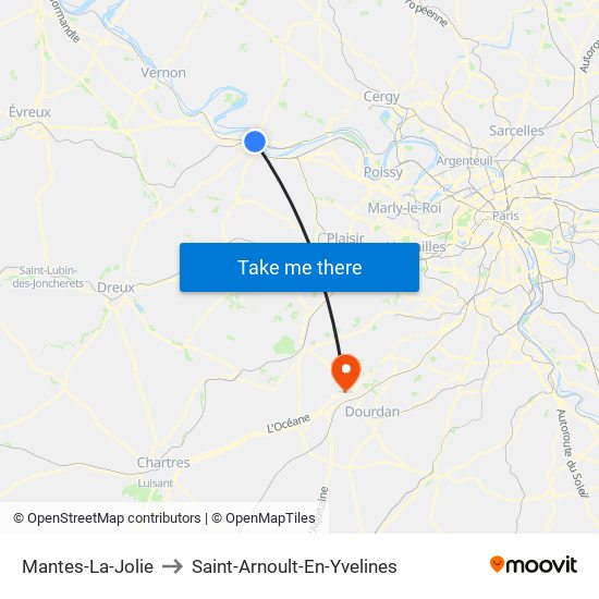 Mantes-La-Jolie to Saint-Arnoult-En-Yvelines map