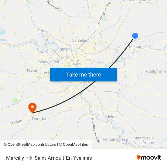 Marcilly to Saint-Arnoult-En-Yvelines map