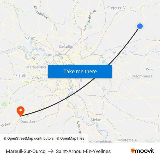 Mareuil-Sur-Ourcq to Saint-Arnoult-En-Yvelines map