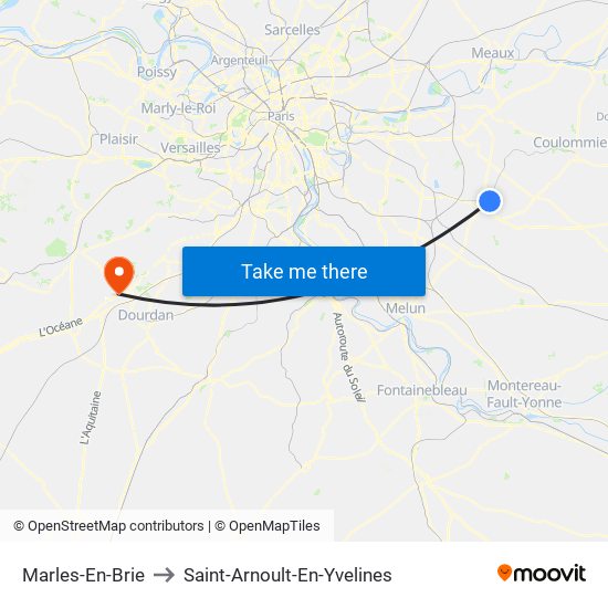 Marles-En-Brie to Saint-Arnoult-En-Yvelines map