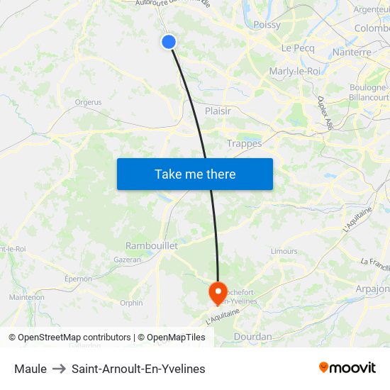 Maule to Saint-Arnoult-En-Yvelines map