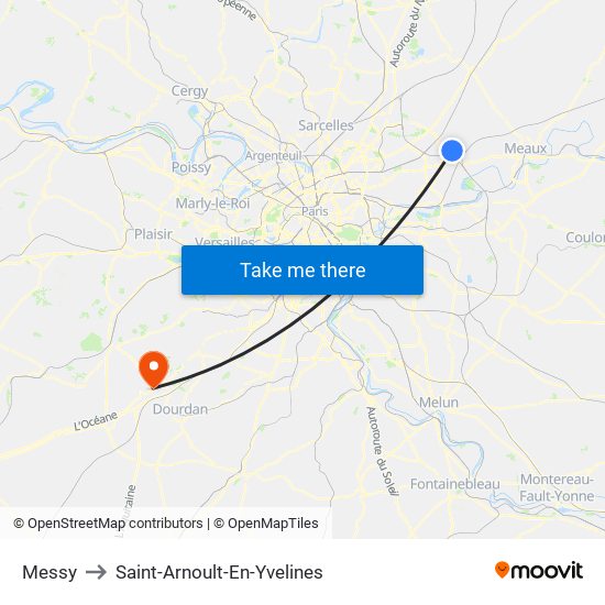 Messy to Saint-Arnoult-En-Yvelines map