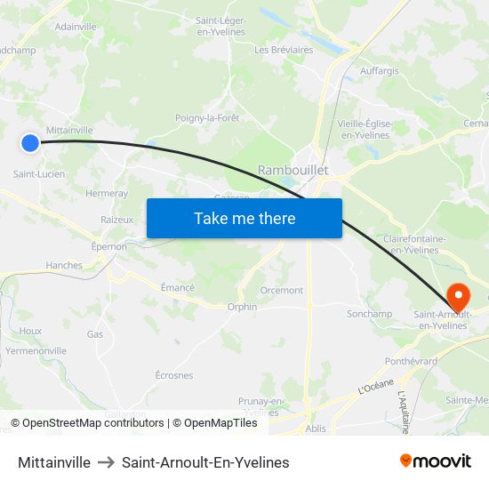 Mittainville to Saint-Arnoult-En-Yvelines map