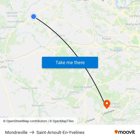 Mondreville to Saint-Arnoult-En-Yvelines map