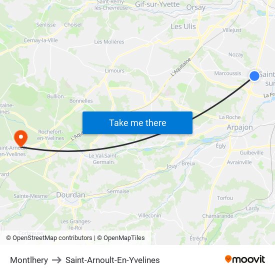 Montlhery to Saint-Arnoult-En-Yvelines map