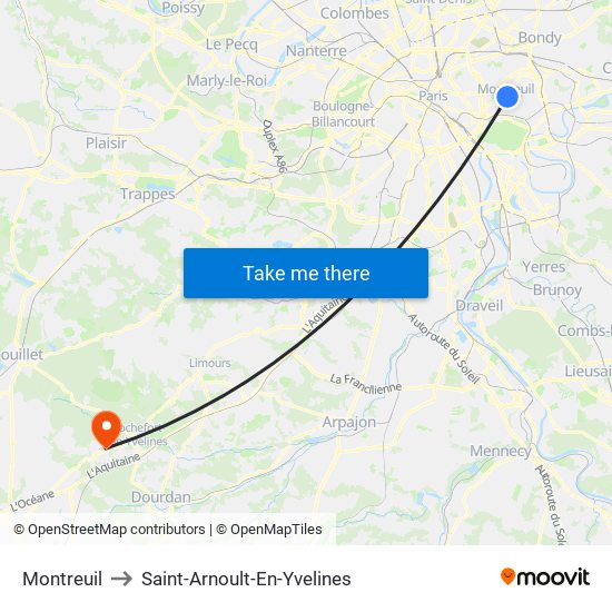 Montreuil to Saint-Arnoult-En-Yvelines map