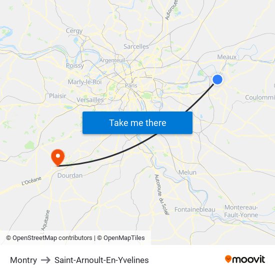 Montry to Saint-Arnoult-En-Yvelines map